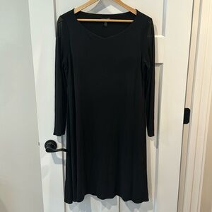 Eileen Fisher Silk Georgette Crepe Tunic Shirt - 100% Silk - Black - M